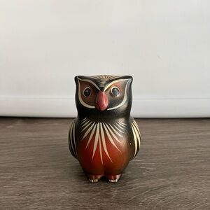 Artisan Owl Figurine - Black, Brown, and Cream